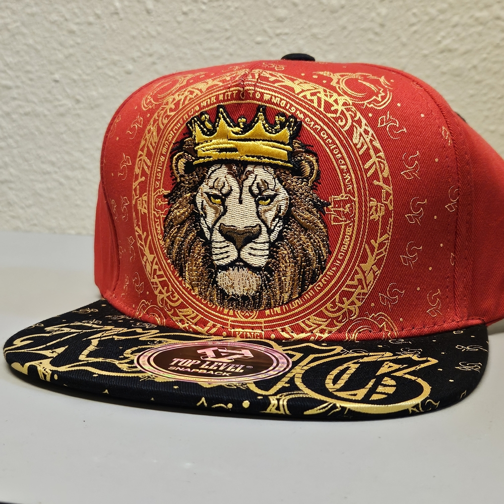 Red Snapback Cap with KING Embroidery